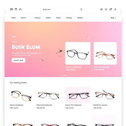 A vibrant and modern online shopping interface showcasing a variety of stylish frames for glasses