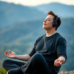 Elon Musk is sitting in a meditative pose with his eyes closed