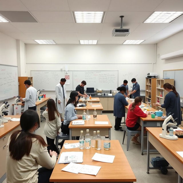 A classroom space designed for conducting activities in physics, chemistry, biology, and mathematics