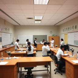 A classroom space designed for conducting activities in physics, chemistry, biology, and mathematics