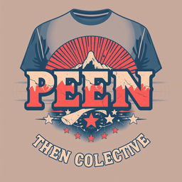 Design a vintage style band shirt for a band named 'Peen' with the album title 'The Peen Collective'