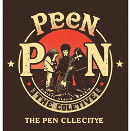 Design a vintage style band shirt for a band named 'Peen' with the album title 'The Peen Collective'