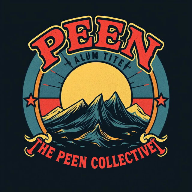 Design a vintage style band shirt for a band named 'Peen' with the album title 'The Peen Collective'