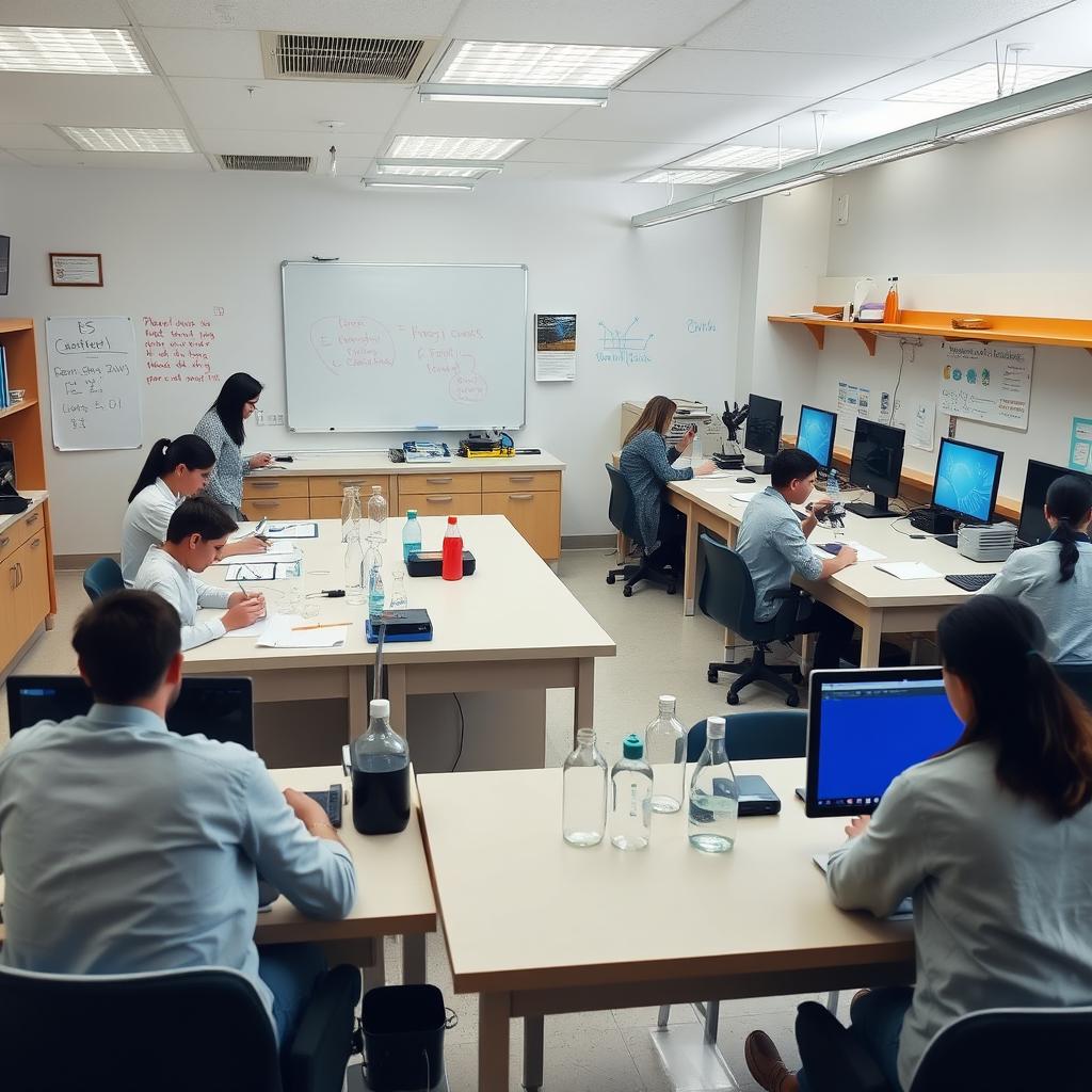 A classroom space designed for conducting activities in physics, chemistry, biology, and mathematics, including the use of computers and devices