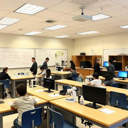 A classroom space designed for conducting activities in physics, chemistry, biology, and mathematics, including the use of computers and devices