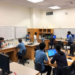 A classroom space designed for conducting activities in physics, chemistry, biology, and mathematics, including the use of computers and devices