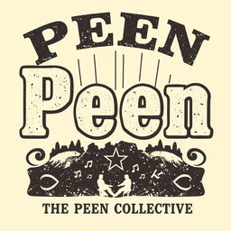 A vintage-style band tee design for the band named Peen with the album title 'The Peen Collective'