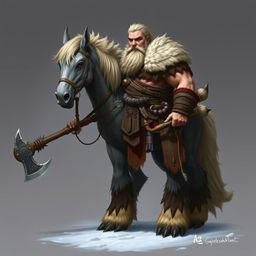 The northern centaur clan Chief is a towering, commanding figure with a powerful, shaggy horse body and a muscular, weathered human torso