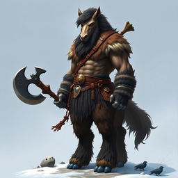 The northern centaur clan Chief is a towering, commanding figure with a powerful, shaggy horse body and a muscular, weathered human torso