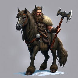 The northern centaur clan Chief is a towering, commanding figure with a powerful, shaggy horse body and a muscular, weathered human torso