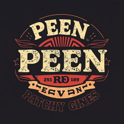 Create a vintage-style band shirt design for the band Peen featuring the other band Patchy Gines