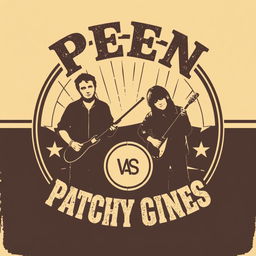 Create a vintage-style band shirt design for the band Peen featuring the other band Patchy Gines