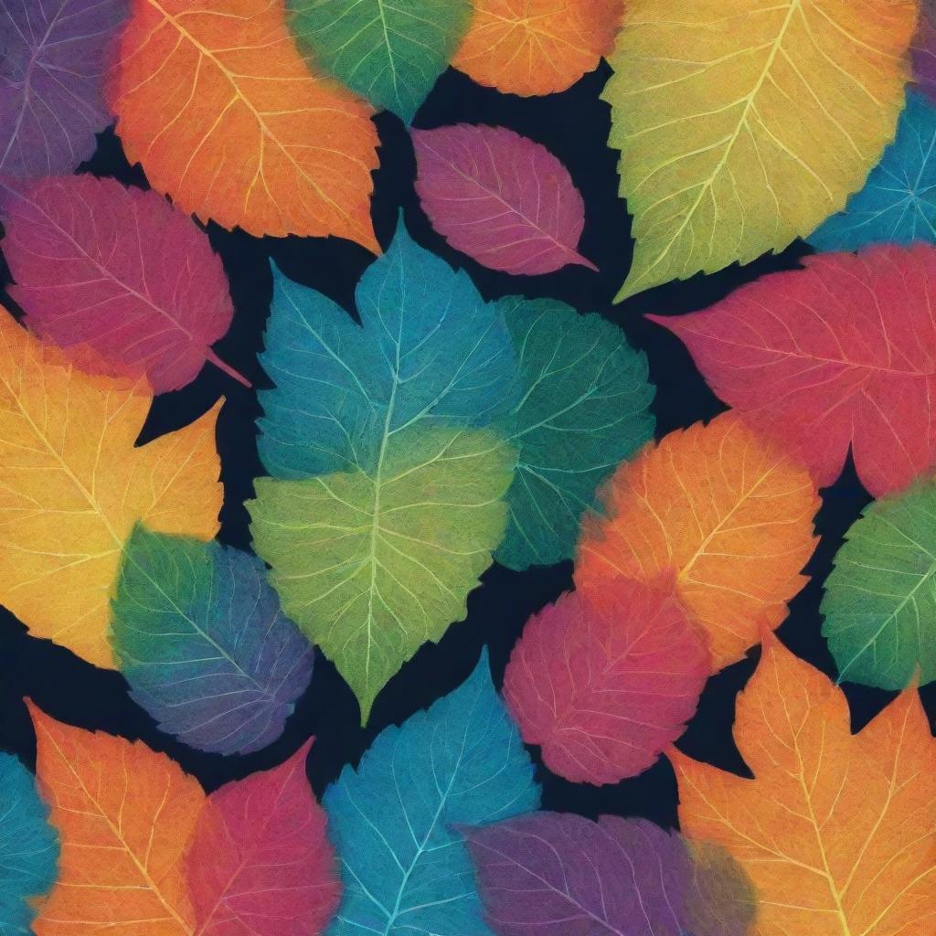 Design a flyer poster background featuring leaf patterns casting intricate patches of shade. Use vibrant, inviting colors to complement the overall design.