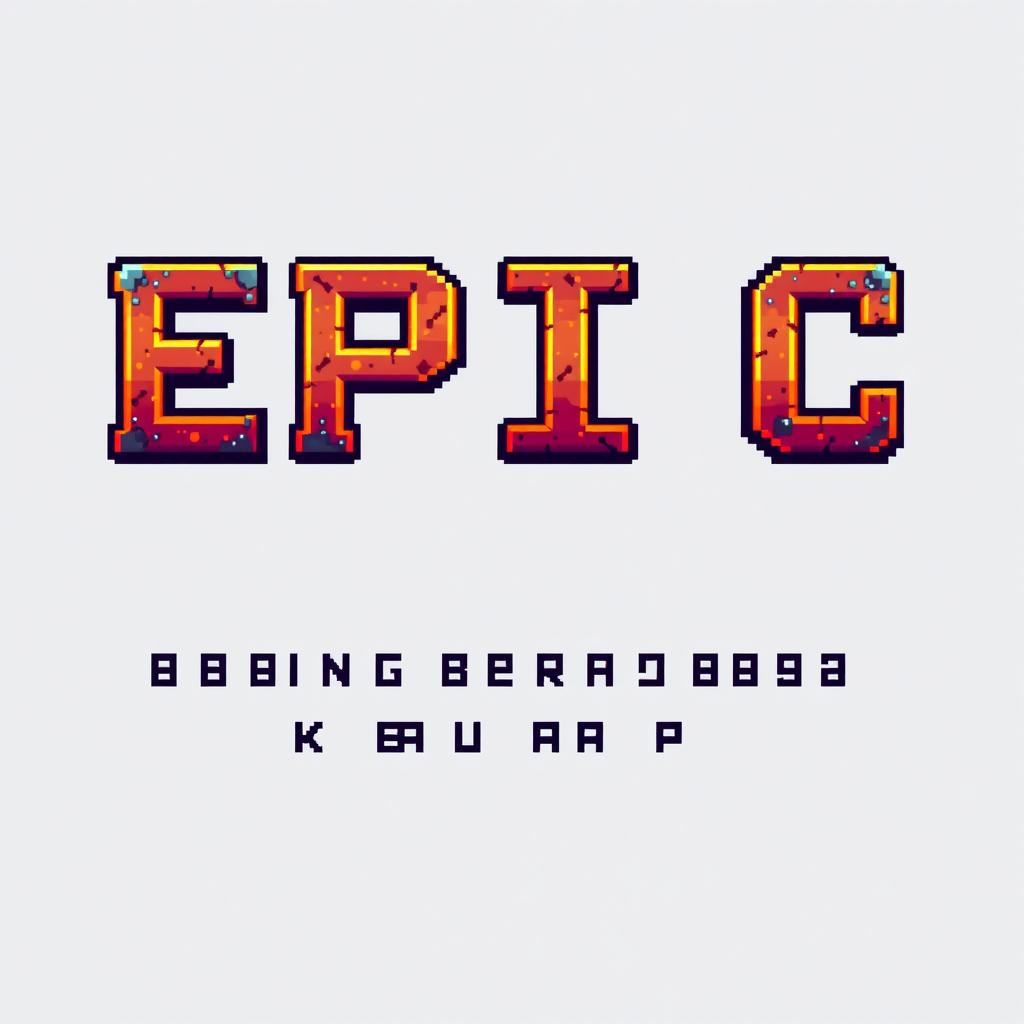 A pixel art design featuring a font that spells out the word 'EPIC' letter by letter