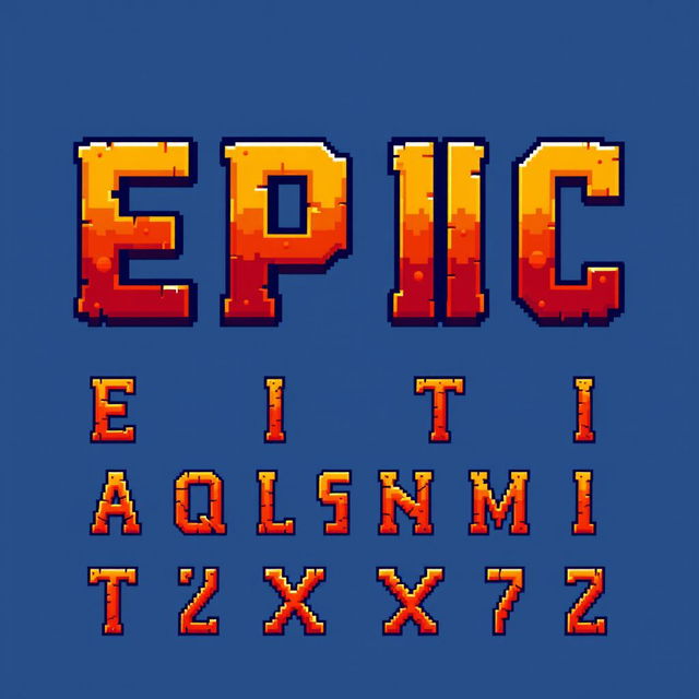 A pixel art design featuring a font that spells out the word 'EPIC' letter by letter