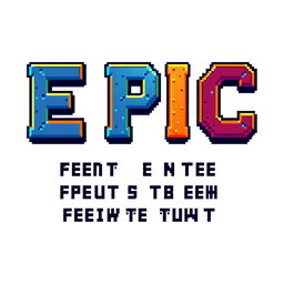 A pixel art design featuring a font that spells out the word 'EPIC' letter by letter