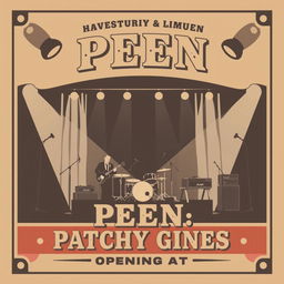 A vintage-style concert poster featuring the band named Peen with Patchy Gines as the opening act