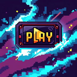 A pixel art design of an epic play button