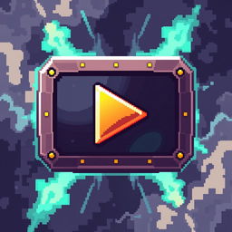 A pixel art design of an epic play button