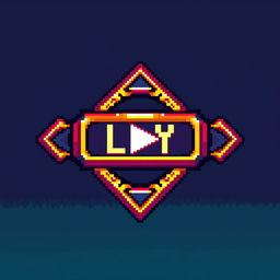 A pixel art design of an epic play button for a video game