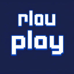 The word 'play' written in pixel art style