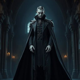 A full body view of a vampire high lord, without a cape