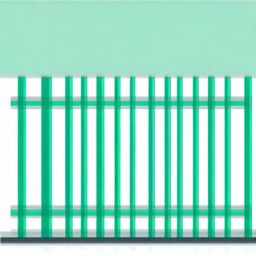 Create a pixel art image featuring a turquoise fence, viewed from the inner corner, on a white background