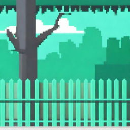 Create a pixel art image of a turquoise fence, focusing on the inner corner of the fence