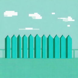 Create a pixel art image of a turquoise fence, focusing on the inner corner of the fence