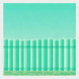 Create a pixel art image of a turquoise fence, focusing on the inner corner of the fence