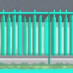 Create a pixel art image of a turquoise fence, focusing on the inner corner of the fence