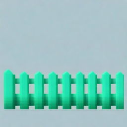 Create a high-definition pixel art image of a turquoise fence, focusing on the inner corner of the fence, on a white background