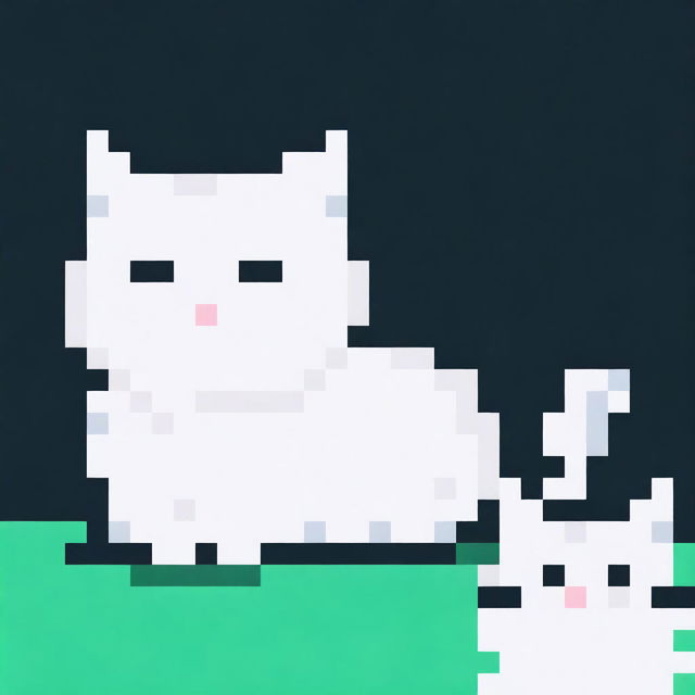 Create a 32x32 pixel art image of a white fluffy cat sitting