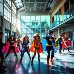 A vibrant and dynamic school for teenage superheroes, featuring young heroes in training