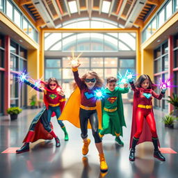 A vibrant and dynamic school for teenage superheroes, featuring young heroes in training