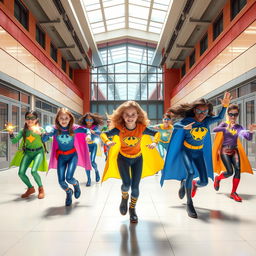 A vibrant and dynamic school for teenage superheroes, featuring generic young heroes in training