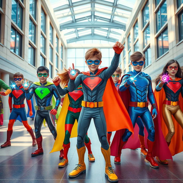 A vibrant and dynamic school for teenage superheroes, featuring generic young heroes in training