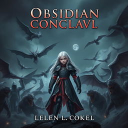 Create a book cover for a dark fantasy novel titled 'Obsidian Conclave'