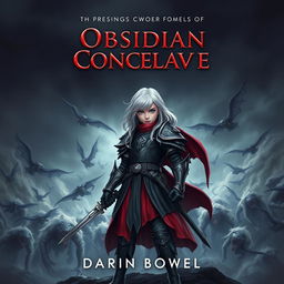 Create a book cover for a dark fantasy novel titled 'Obsidian Conclave'