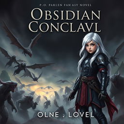 Create a book cover for a dark fantasy novel titled 'Obsidian Conclave'