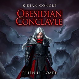 Create a book cover for a dark fantasy novel titled 'Obsidian Conclave'