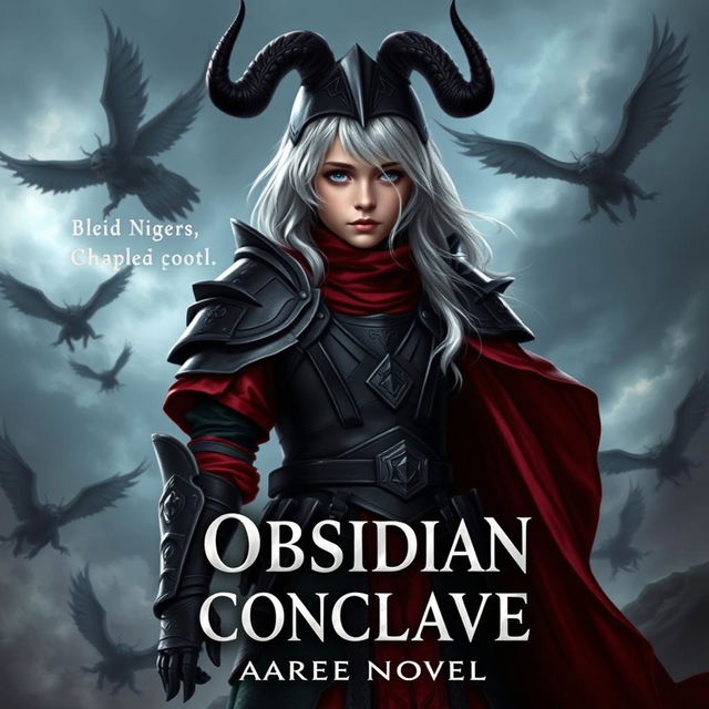 Create a book cover for a dark fantasy novel titled 'Obsidian Conclave'