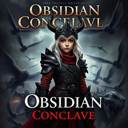 Create a book cover for a dark fantasy novel titled 'Obsidian Conclave'