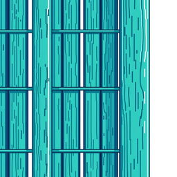 A close-up of an inner corner of a turquoise fence
