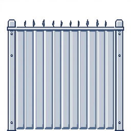 A gray corrugated metal fence in pixel art style set against a white background.