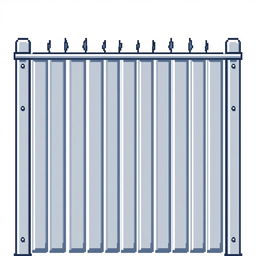 A gray corrugated metal fence in pixel art style set against a white background.