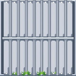 A gray corrugated metal fence in pixel art style set against a white background.