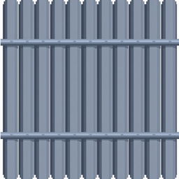 A gray corrugated metal fence in pixel art style set against a white background.