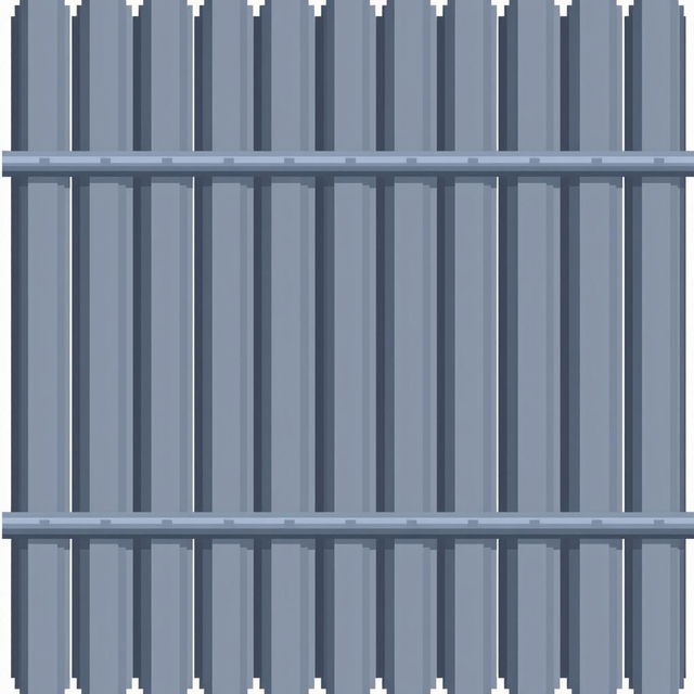 A gray corrugated metal fence in pixel art style set against a white background.