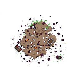 A patch of ground with scattered trash, depicted in pixel art style on a white background.